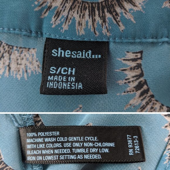 Eyelash Print Ruffle Blouse Small - Picture 6 of 8